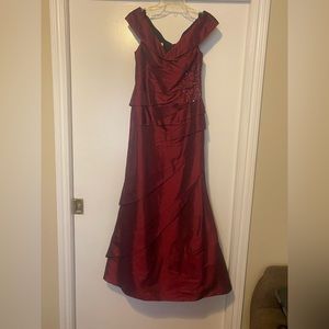 Red satin dress